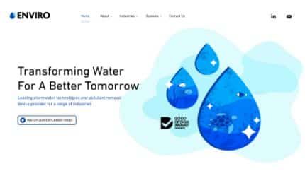 Website hero design, water drops, sea turtle